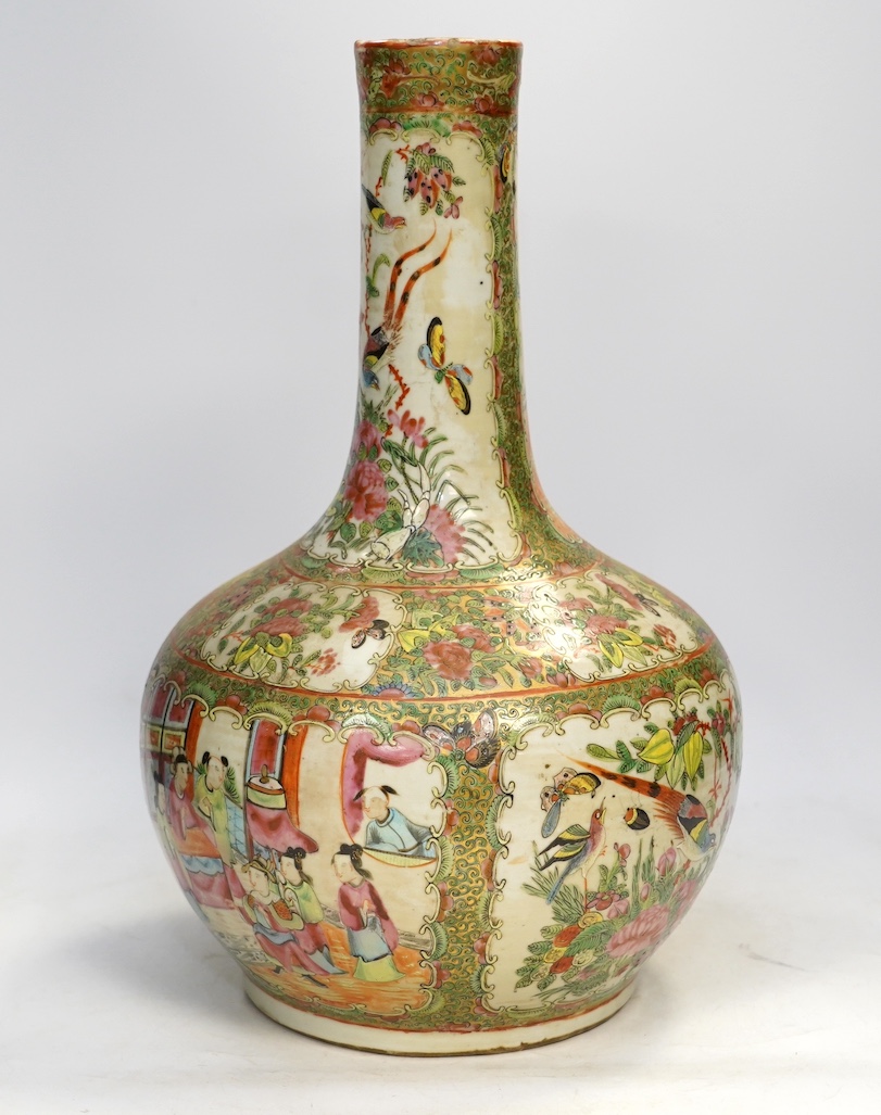 A Chinese famille rose vase, 39cm high. Condition - fair, some chipping to rim and very grubby
